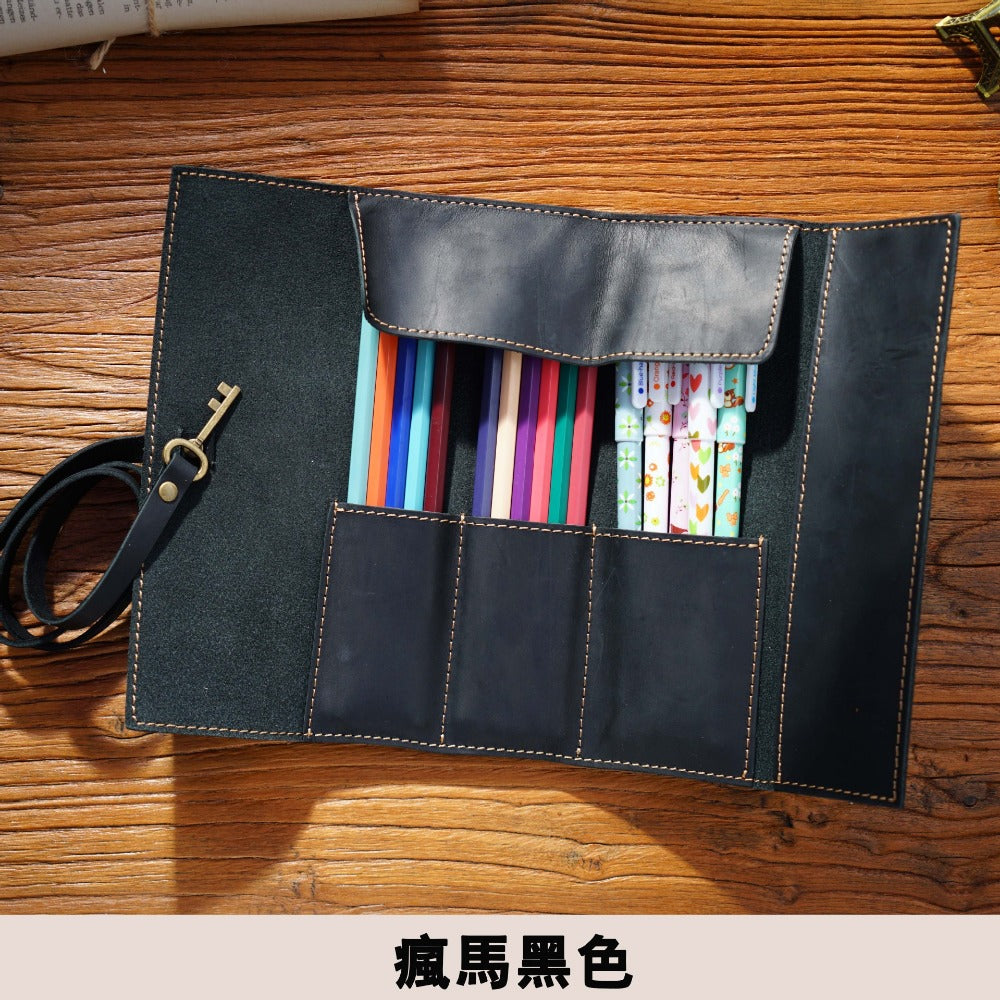 Wholesale Bidding Cowhide Retro Pen Bag